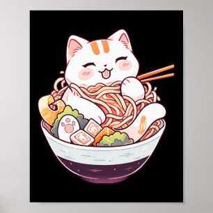 Poster Ramen Cat Kawaii Neko Mignonne Chemise Anime Pour 