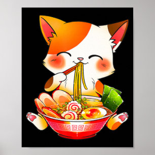Poster Ramen Cat Neko Anime Kawaii Japonais Cadeau alimen