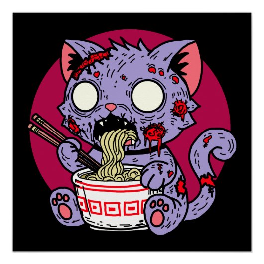 Poster Ramen Cat Zombie (Devant)