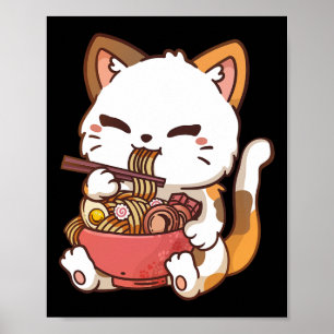Poster Ramen Chat Anime Kawaii Chat Manger Ramen