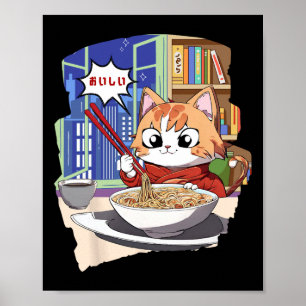 Poster Ramen Kawaii Cat Anime