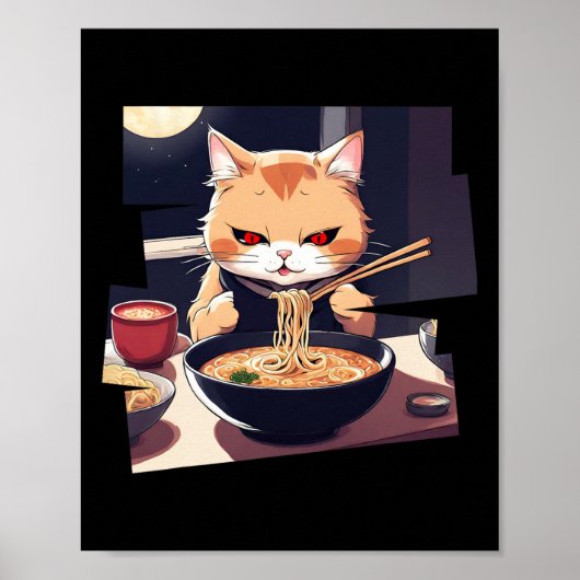 Poster Ramen Kawaii Cat Anime 1 (Devant)