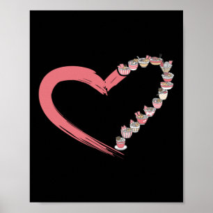 Poster Ramen Noodle Ramen Heart Bowl Love Japonais Kawaii