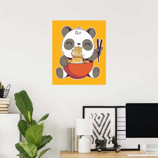 Poster Ramen Panda Cute (Bureau à domicile)