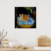 Poster "Raminou sur une couverture bleue" par Suzanne Val (Cuisine)