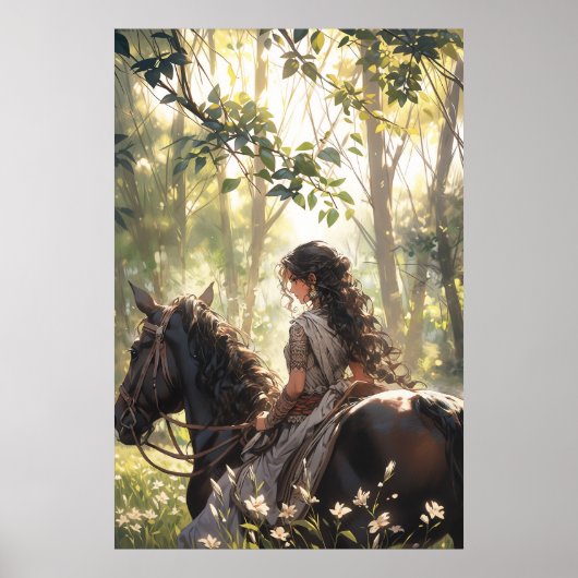 Poster Randonnée à cheval dans les bois - Ultra haute (Devant)