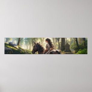 Poster Randonnée à cheval dans les bois - Ultra large