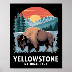 Poster Randonnée Camping Faune Parc national de Yellowsto