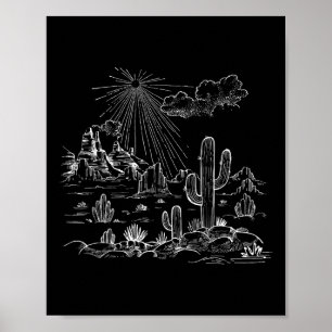 Poster Randonnée dans le désert de cactus occidental pour