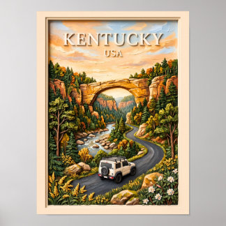 Poster Randonnée dans le Kentucky en 3D avec une vue text