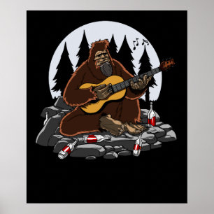 Poster Randonnée drôle de camping de montagne de Bigfoot