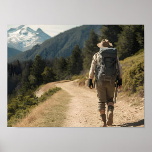 Poster Randonnée épopée vers les montagnes : Randonneur e