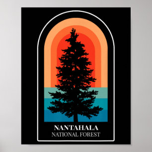 Poster Randonnée rétro forêt nationale de Nantahala Carol