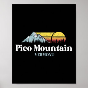 Poster Randonnée ski snowboard montagne Pico Vermont
