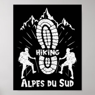 Poster Randonneur Alpes du Sud France Vacances Randonnée