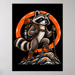 Poster Randonneur Raton Laveur – Sentiers Sauvages