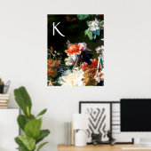 Poster RANEMONES,FLEURS,PAPILLON NOIR Monogramme floral (Bureau à domicile)