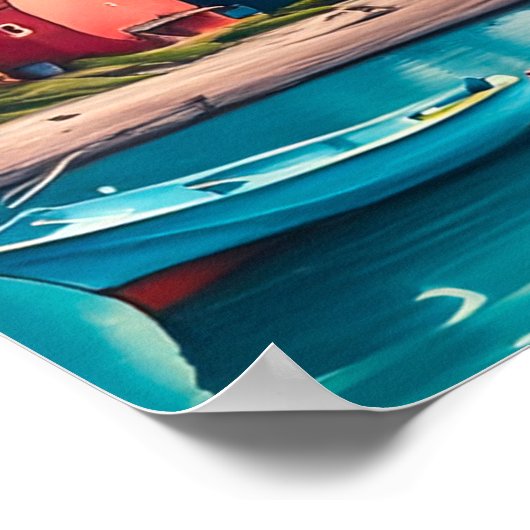 Poster Rangée arc-en-ciel des maisons de plage (Coin)