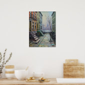 Poster Rangée de brownstones à Brooklyn avec la skyline d (Cuisine)
