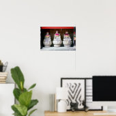 Poster Rangée de statues de moines Jizo avec bavoir et ch (Bureau à domicile)