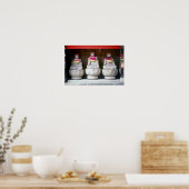 Poster Rangée de statues de moines Jizo avec bavoir et ch (Cuisine)