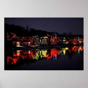 Poster Rangée du Boathouse de Philadelphie à Noël