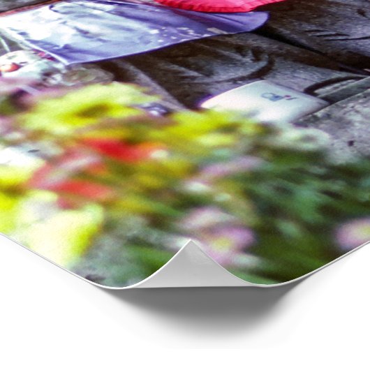 Poster Rangées de petites statues de moines Jizo avec des (Coin)