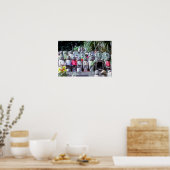 Poster Rangées de petites statues de moines Jizo avec des (Cuisine)