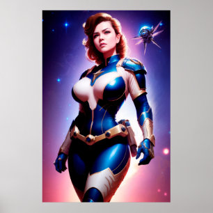 Poster Ranger d'espace Sci Fi féminin des années 50 Vivid