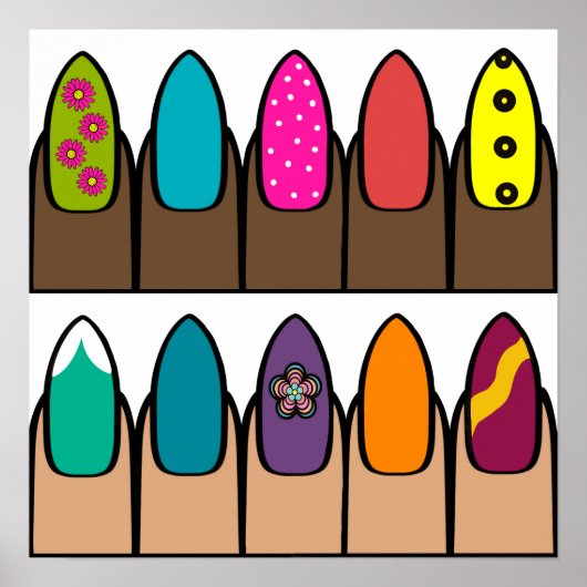 Poster Rangs lumineux d'ongles peints (Devant)