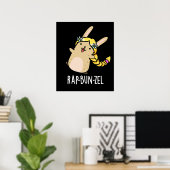 Poster Rap-bun-zel Funny Bunny Pun Dark BG (Bureau à domicile)
