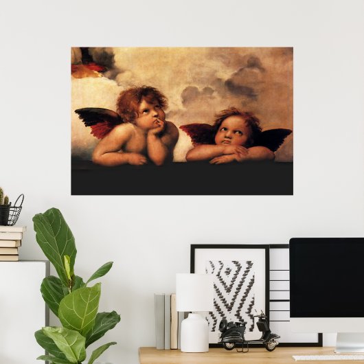Poster Raphael Cherubs Sistine Madonna 2 Anges (Bureau à domicile)
