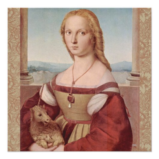 Poster Raphael Dame et la Licorne Classique beaux-arts (Devant)