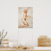 Poster Raphael - Figure à genoux Femme avec son bras gauc (Cuisine)
