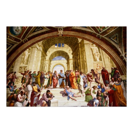 Poster Raphael, L'École d'Athènes (1509) (Devant)
