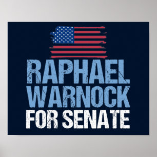 Poster Raphael Warnock pour les élections sénatoriales en