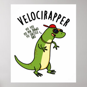Poster Rapideur drôle de jeu de mots sur les dinosaures