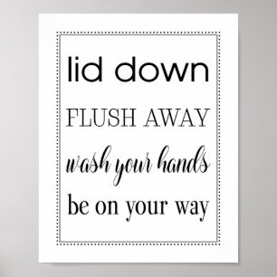 Poster Rappel de Chasse d'Eau Mignon Se Laver les Mains E