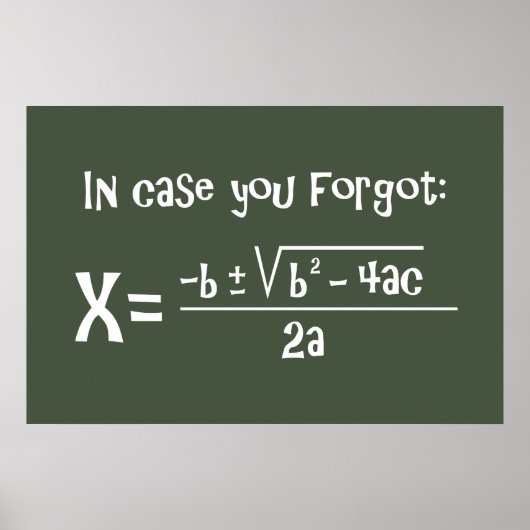 Poster Rappel de formule quadratique (Devant)