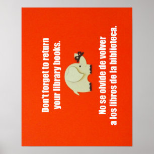 Poster Rappel de message bilingue pour retourner les livr