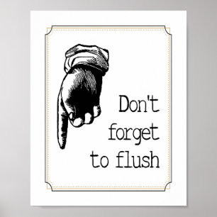 Poster Rappel de toilette à chasse d'eau pour enfants vin