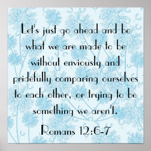 Poster rappel du verset biblique Romains 12:6-7