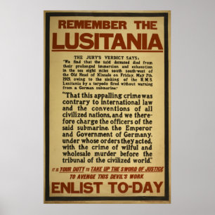 Poster Rappelez-vous le Lusitania pour enrôler