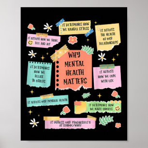 Poster Rappels de santé mentale rétro groovy Santé mental