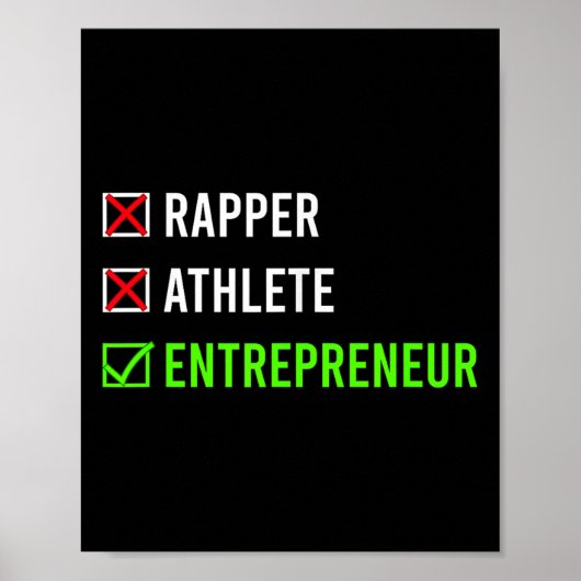 Poster Rapper Athlete Entrepreneur Millionaire Motivation (Devant)