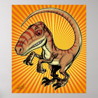 Poster Raptor Dinosaur de Velociraptor par Marco D Carill
