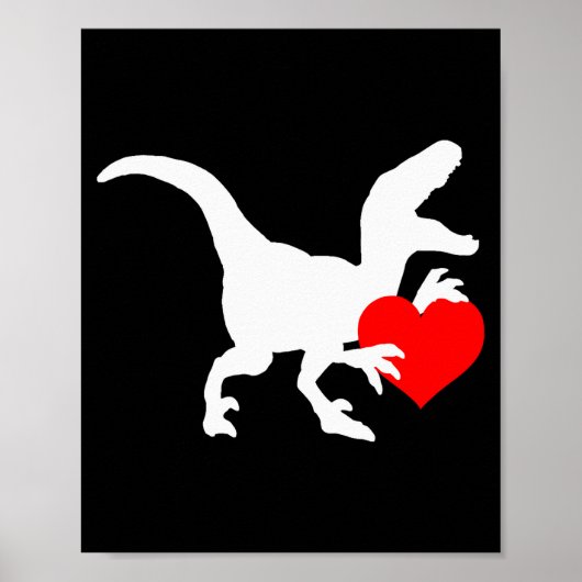 Poster Raptor Love Valentines Day Gift Dino Raptor Heart  (Devant)