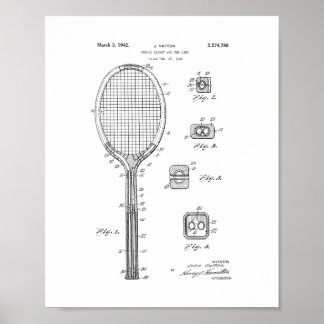 Poster Raquet De Tennis Et Brevet Similaire