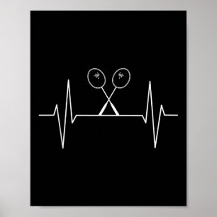 Poster Raquette de badminton Battement de coeur Joueur de