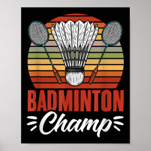 Poster Raquette de champion de badminton volant badminton